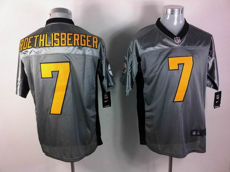 Nike Steelers 7 Roethlisberger Grey Elite Jerseys