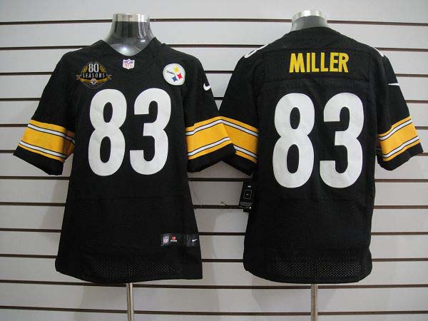 Nike Steelers 83 Miller Black Elite Jerseys w 80 season Patch