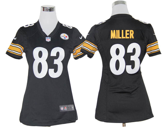 Nike Steelers 83 Miller Black Women Game Jerseys