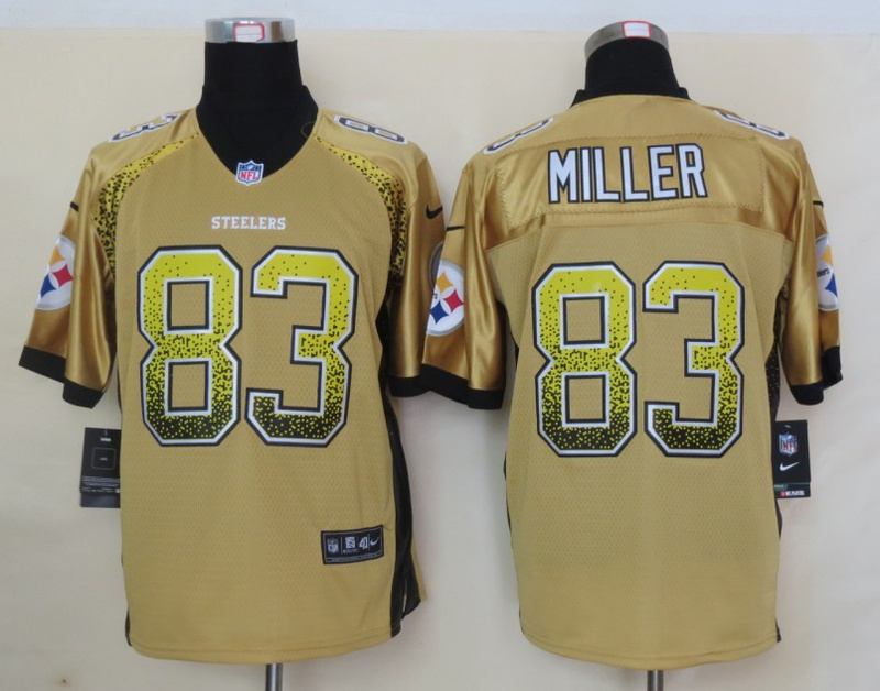 Nike Steelers 83 Miller Gold Elite Drift Jersey