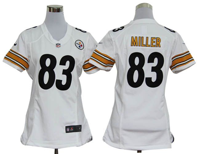 Nike Steelers 83 Miller White Women Game Jerseys