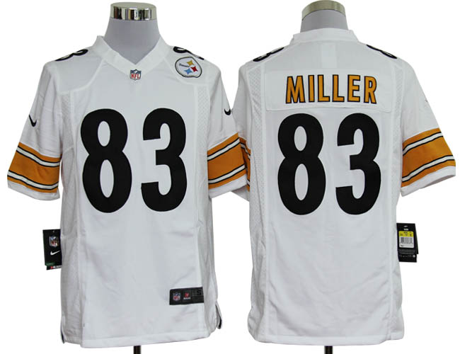 Nike Steelers 83 Miller white Game Jerseys