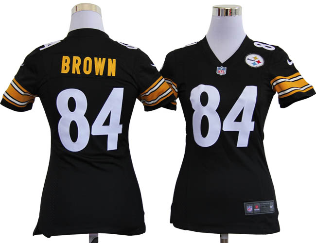 Nike Steelers 84 Antonio Brown Black Women Game Jerseys