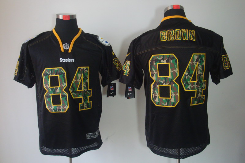 Nike Steelers 84 Brown Black Camo number Elite Jerseys