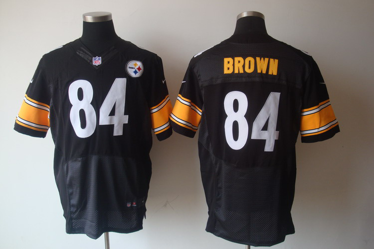 Nike Steelers 84 Brown Black Elite Jerseys