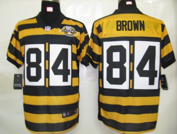 Nike Steelers 84 Brown Yellow&Black 80th Jerseys