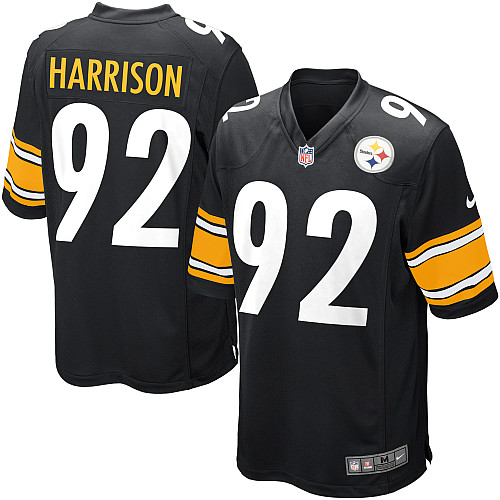 Nike Steelers 92 Harrison Black Game Jerseys