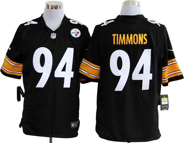 Nike Steelers 94 Timmons Black Game Jerseys