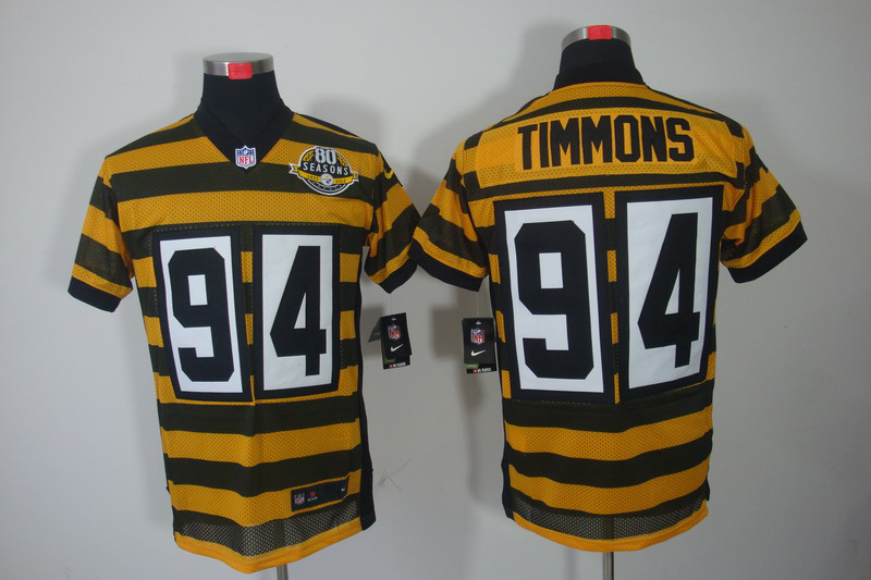 Nike Steelers 94 Timmons Yellow&Black 80th Elite Jerseys