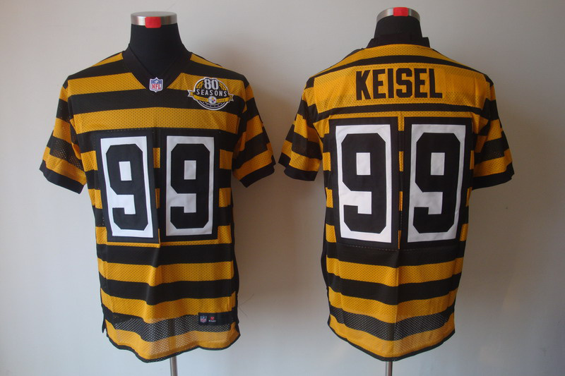 Nike Steelers 99 Keisel Yellow&Black 80th Elite Jerseys