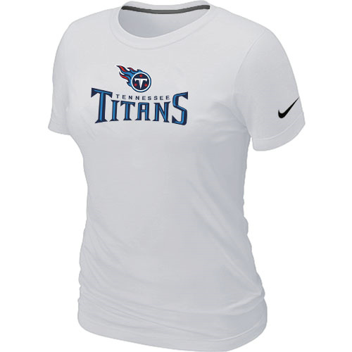Nike Tennessee Titans Authentic Logo Women's T-Shirt - White - Click Image to Close