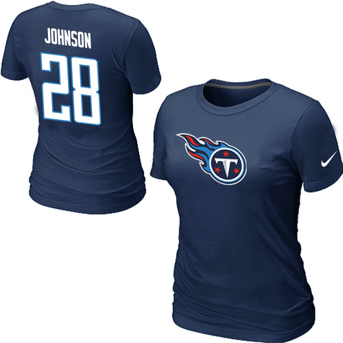 Nike Tennessee Titans Chris Johnson Name & Number Women's T-Shirt D.BLue - Click Image to Close