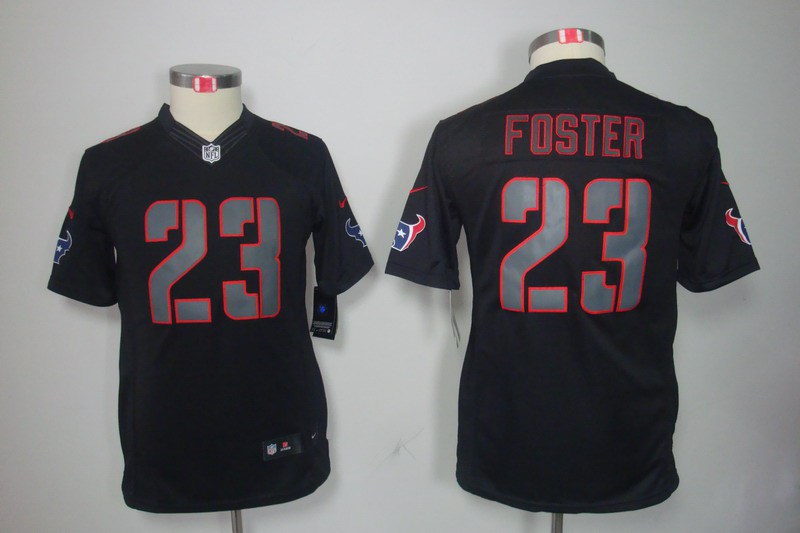 Nike Texans 23 Foster Black Impact Kids Limited Jerseys