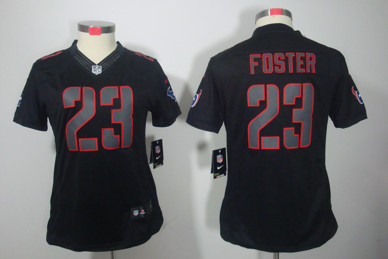 Nike Texans 23 Foster Black Impact Women Limited Jerseys