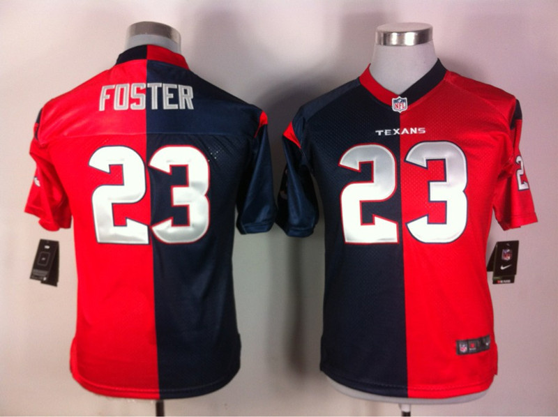 Nike Texans 23 Foster Blue&Red Split Kids Jerseys - Click Image to Close