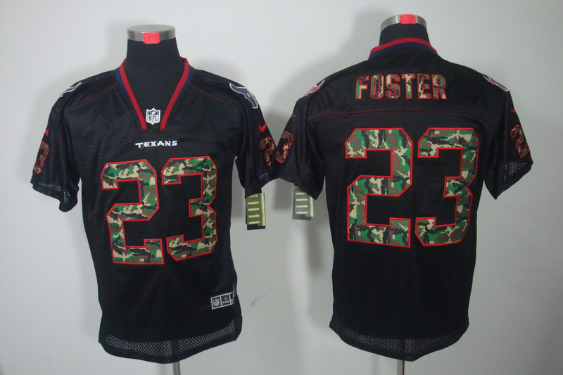 Nike Texans 23 Foster Camo Number Black Elite Jerseys