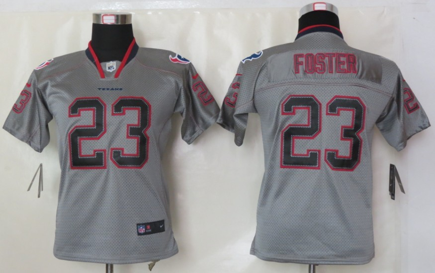 Nike Texans 23 Foster Lights Out Grey Kids Elite Jerseys
