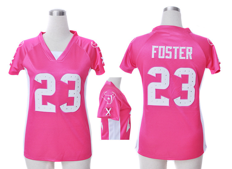 Nike Texans 23 Foster Pink Women Draft Him II Top Jerseys