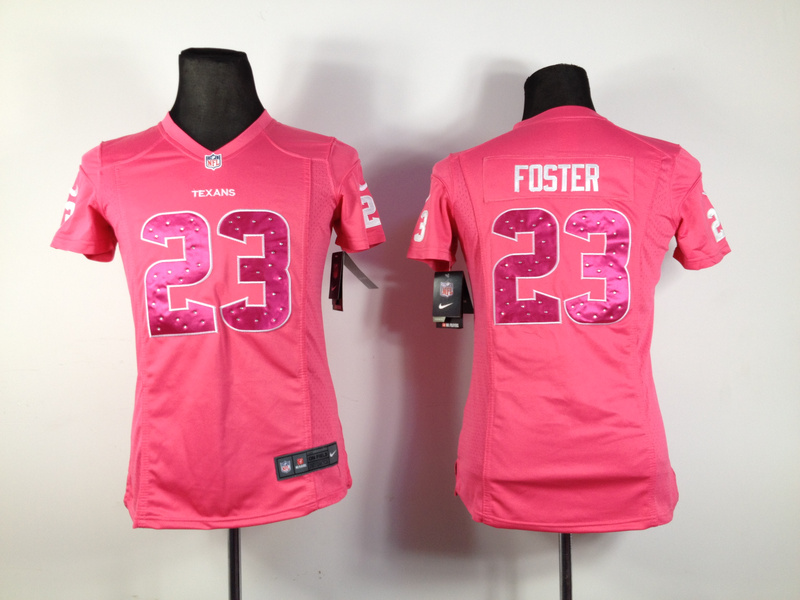 Nike Texans 23 Foster Pink Women Jerseys