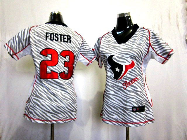 Nike Texans 23 Foster Women Zebra Jerseys