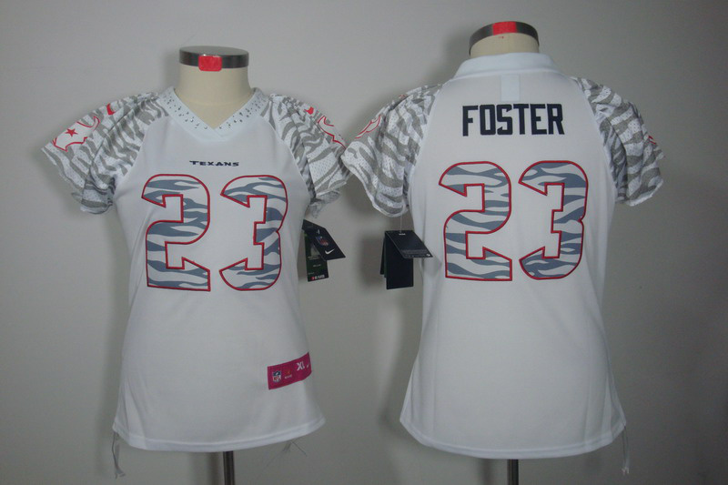 Nike Texans 23 Foster Zebra Women Field Flirt Jerseys