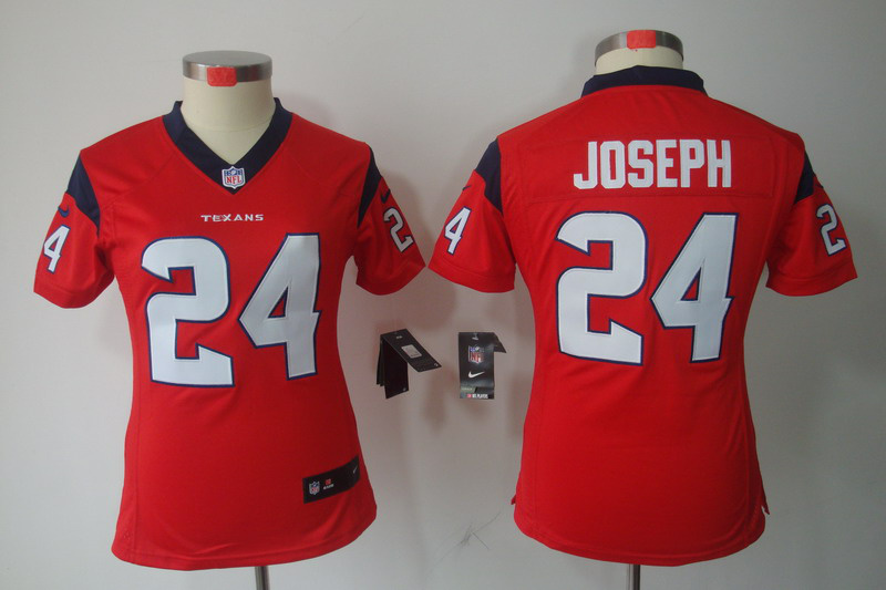 Nike Texans 24 Joseph Red Women Limited Jerseys - Click Image to Close