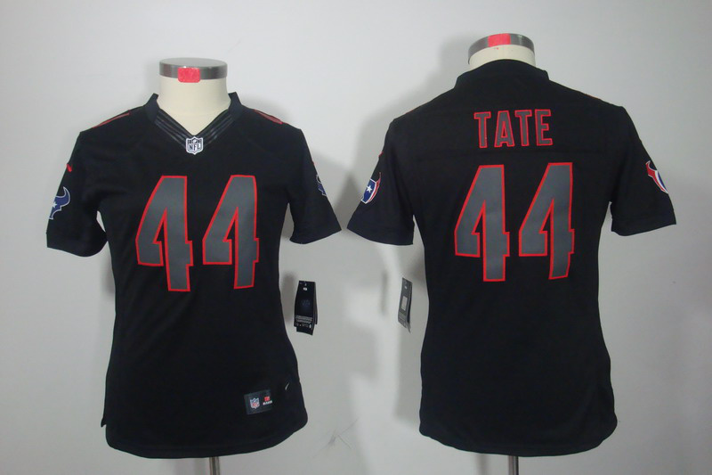 Nike Texans 44 Tate Black Impact Women Limited Jerseys