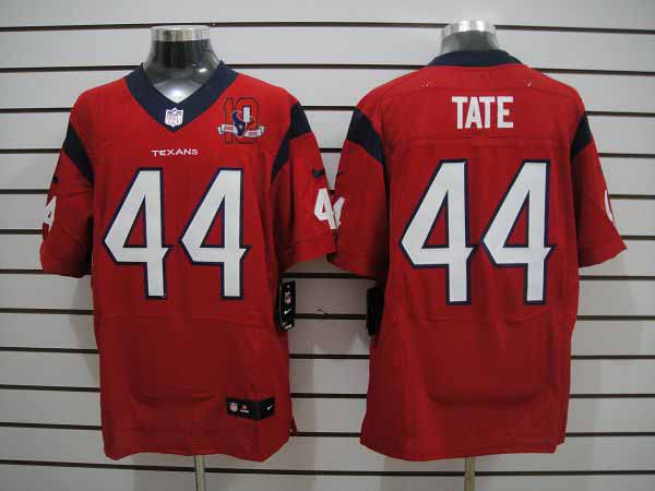 Nike Texans 44 Tate Red ELite Jerseys W 10 Anniversary Patch