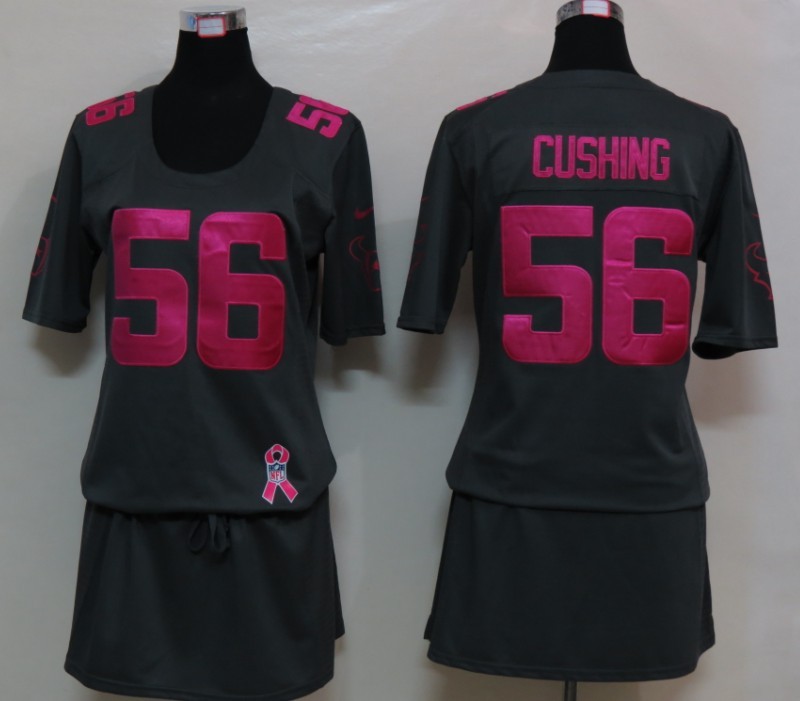 Nike Texans 56 Cushing Elite breast Cancer Awareness Dark Grey Women Jerseys