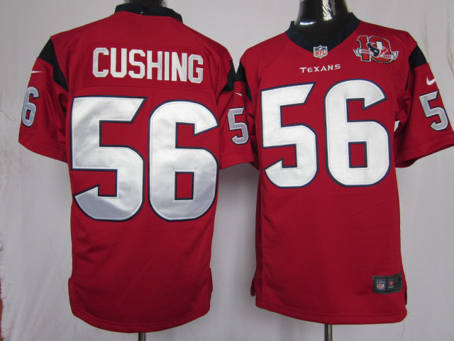 Nike Texans 56 Cushing Red Game 10th Patch Jerseys