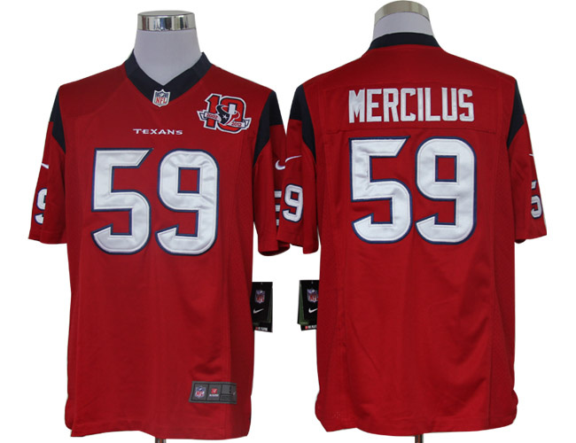 Nike Texans 59 Mercilus Red Limited 10th Patch Jerseys