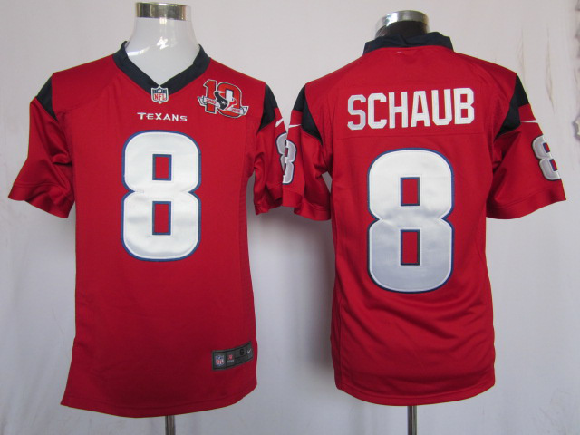 Nike Texans 8 Schaub Red Game 10th Patch Jerseys