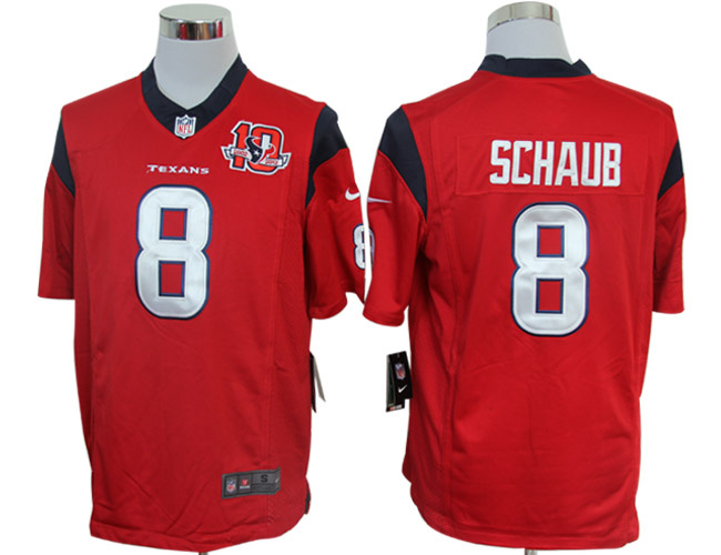 Nike Texans 8 Schaub Red Limited 10th Patch Jerseys