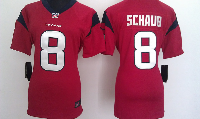 Nike Texans 8 Schaub Red Women Game Jerseys