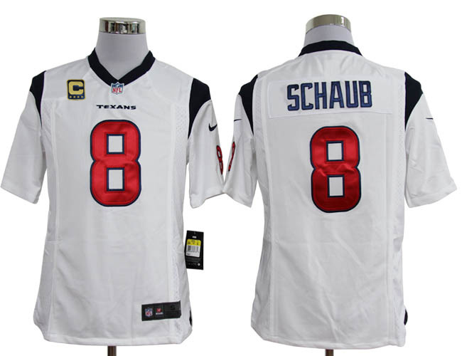 Nike Texans 8 Schaub White Game C Patch Jerseys - Click Image to Close