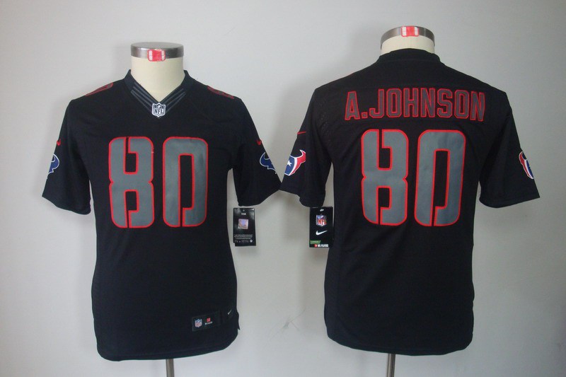 Nike Texans 80 A.Johnson Black Impact Kids Limited Jerseys