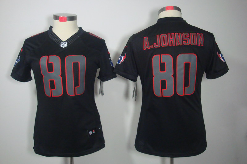 Nike Texans 80 A.Johnson Black Impact Women Limited Jerseys