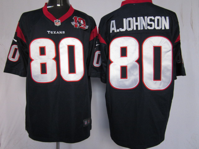 Nike Texans 80 A.Johnson Blue Game 10th Patch Jerseys