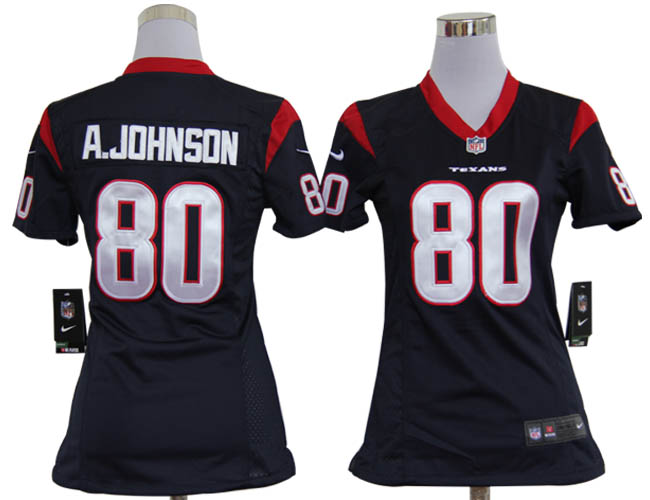 Nike Texans 80 A.Johnson Blue Game Women Jerseys