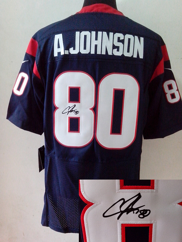 Nike Texans 80 A.Johnson Dark Blue Signature Edition Jerseys