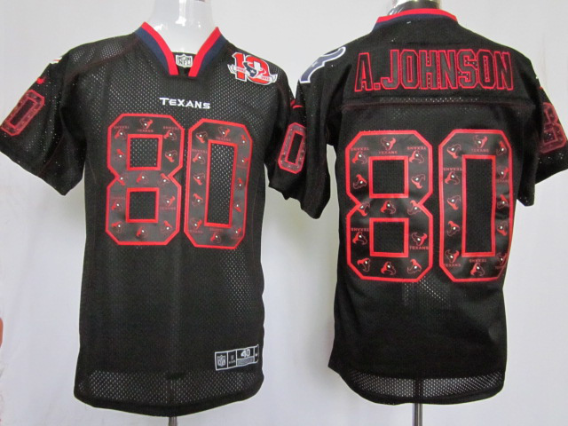 Nike Texans 80 A.Johnson Lights Out Black Elite 10th Jerseys