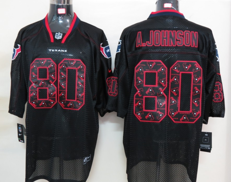 Nike Texans 80 A.Johnson Lights Out Black Elite Jerseys