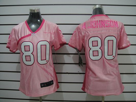 Nike Texans 80 A.Johnson Pink Be Luv'd Women Jerseys