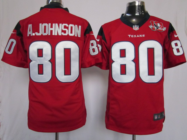 Nike Texans 80 A.Johnson Red Game 10th Patch Jerseys