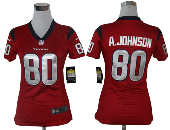 Nike Texans 80 A.Johnson Red Women Game Jerseys
