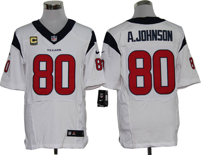 Nike Texans 80 A.Johnson White C Patch Elite Jerseys