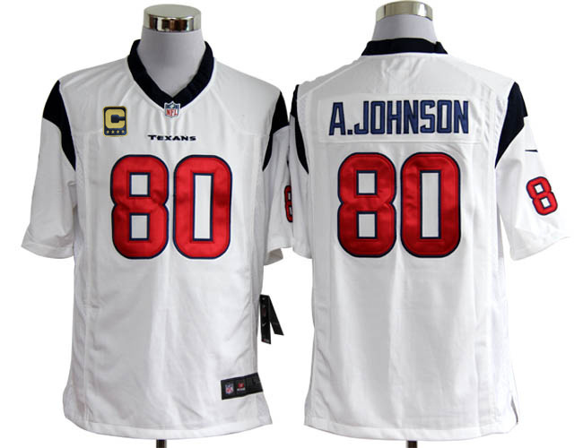 Nike Texans 80 A.Johnson White Game C Patch Jerseys