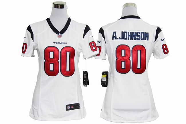 Nike Texans 80 A.Johnson White Game Women Jerseys