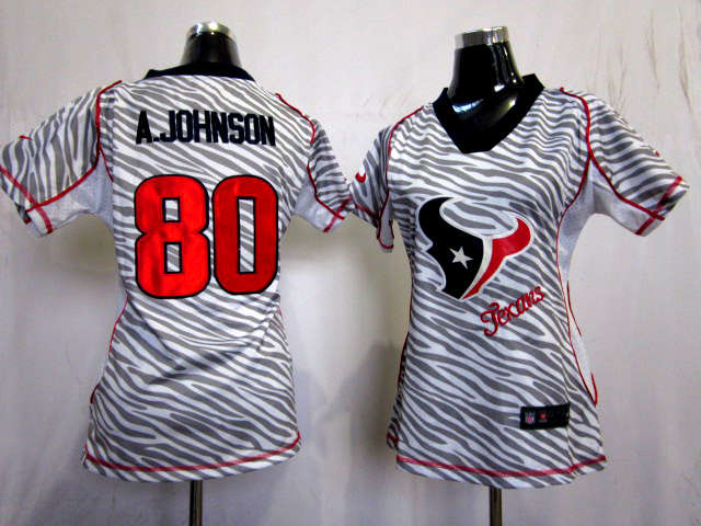 Nike Texans 80 A.Johnson Women Zebra Jerseys