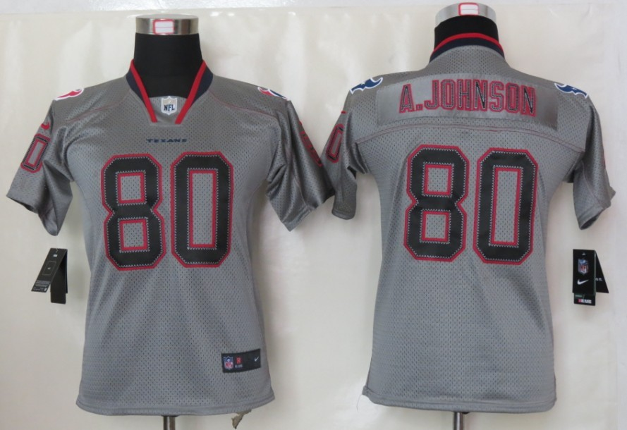 Nike Texans 80 A.johnson Lights Out Grey Kids Elite Jerseys - Click Image to Close